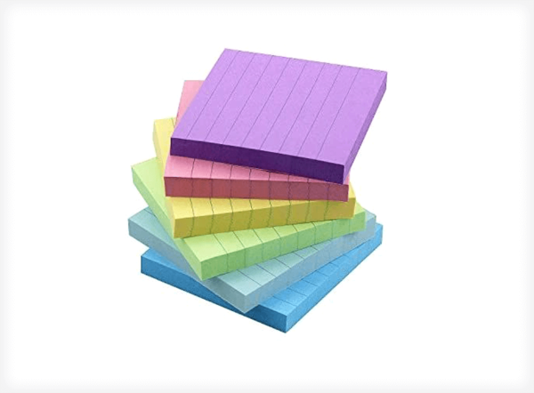 Early Buy 6 Candy Color Lined Sticky Notes Self-Stick Notes 3 in x 3 in, 100 Sheets Pad