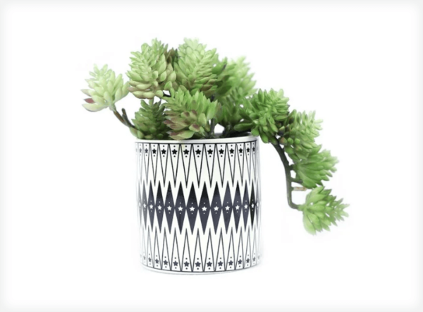 Flower Pot Ceramic Black and White