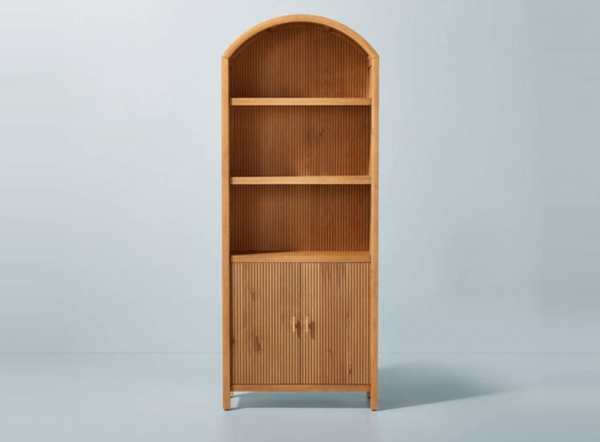 Grooved Wood Arch Bookcase