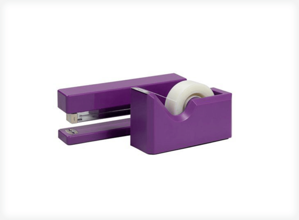 Jam Paper & Envelope Desk Set, Purple, 1 Stapler & 1 Tape Dispenser, Plastic, 2 Pack