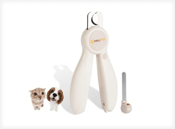 MIU PET Cat & Dog Nail Clippers with LED Light, Cat Trimmer with Hidden Nail File