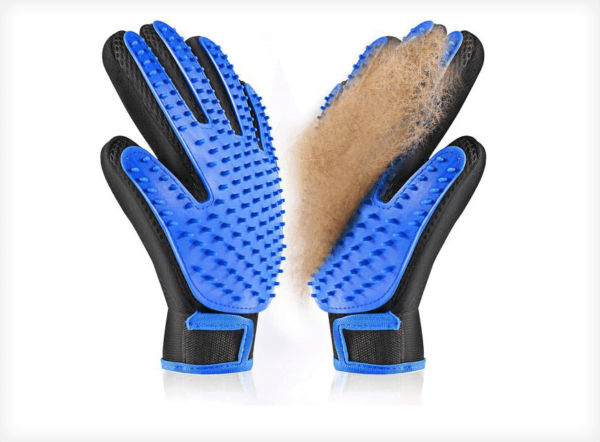 Pet Grooming Gloves, 1 Pair Pet Hair Remover Mitts, Dogs Cats Deshedding Brush Gloves, Dog Cat Hair Glove, Five Finger Design Massage Bath Mittens for Dog Cat, for Kitten Puppy