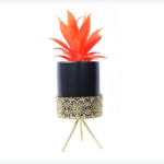 Planter Black with Golden Stand