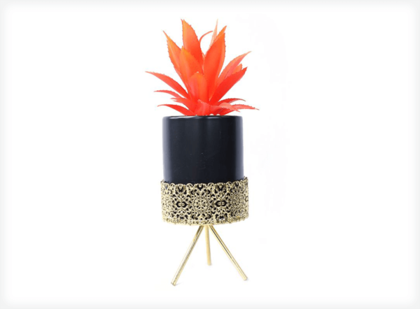 Planter Black with Golden Stand