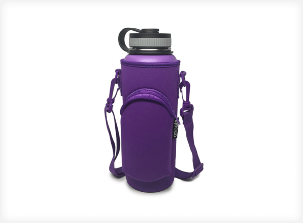 Purple Pocket Carrier for Hydro Flask Type Bottles with Adjustable Straps