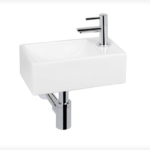 Saqu Combi-Pack S fonteinset met chromen kraan rechts glanzend wit keramiek