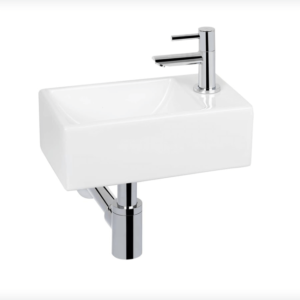 Saqu Combi-Pack S fonteinset met chromen kraan rechts glanzend wit keramiek