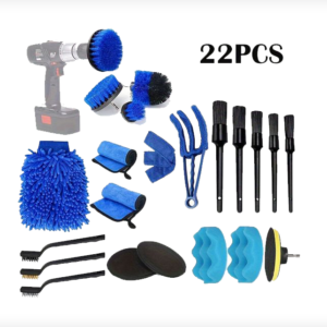 ultimate Shine 22-piece Car Wash & Detailing Kit - Includes Blue Drill Brushes, Microfiber Gloves, And Air Vent Cleaning Tools For Complete Auto Care